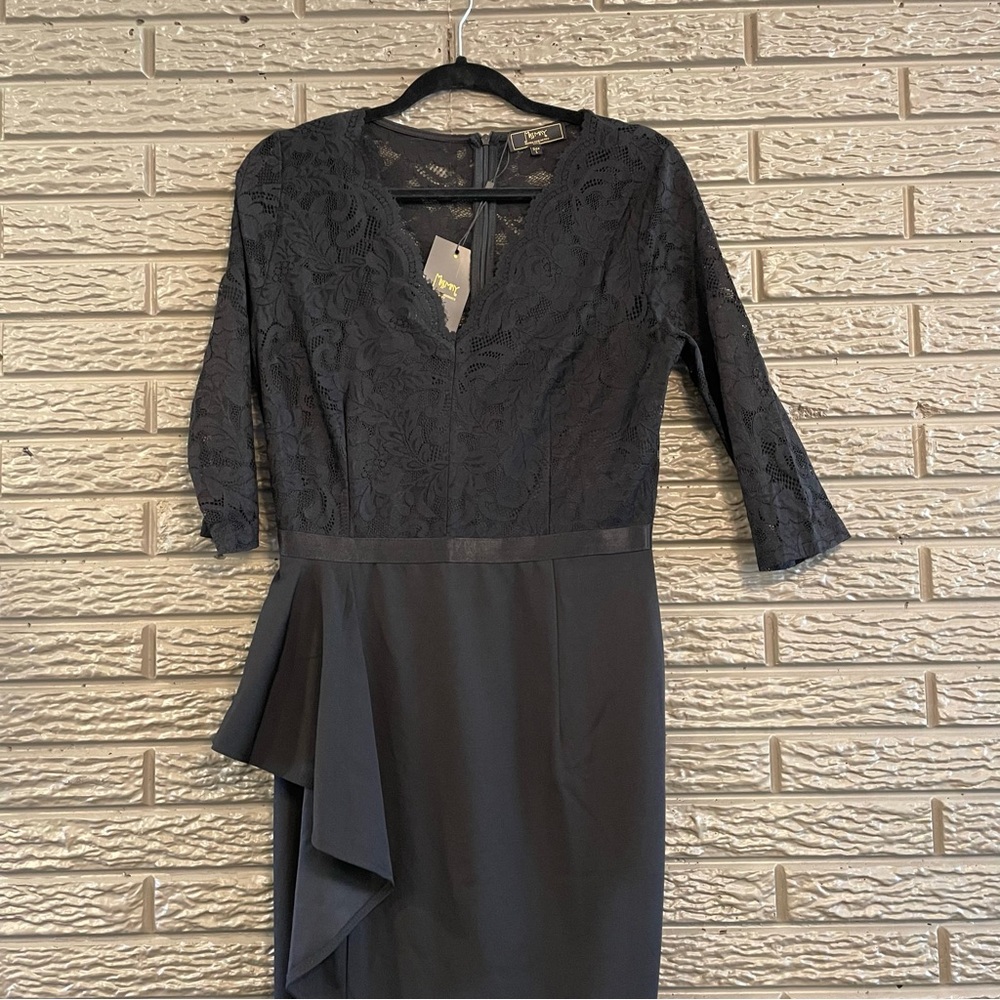 NWT Long Missmny Dress in Black with Lace Detail